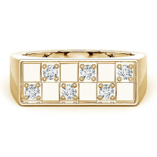 Rectangular Checkerboard Pavé Moissanite Men’s Signet Ring