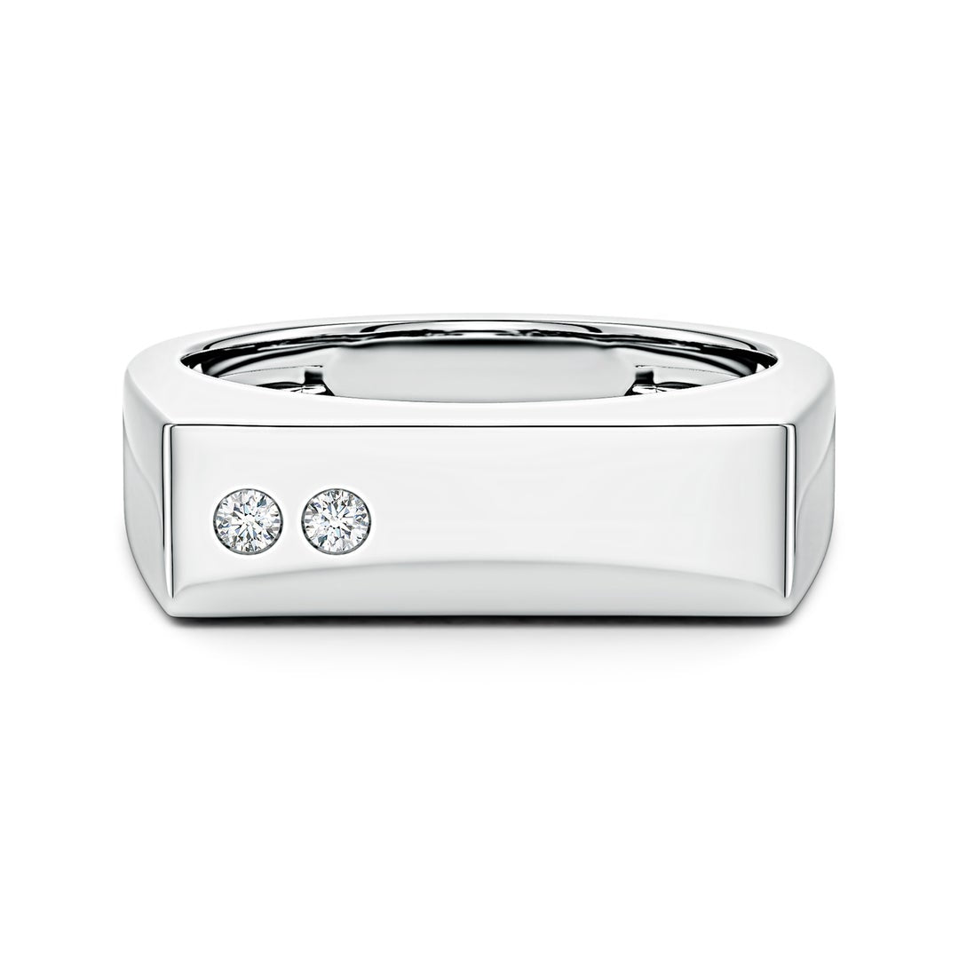 Rectangular Flush-Set Moissanite Men’s Signet Ring