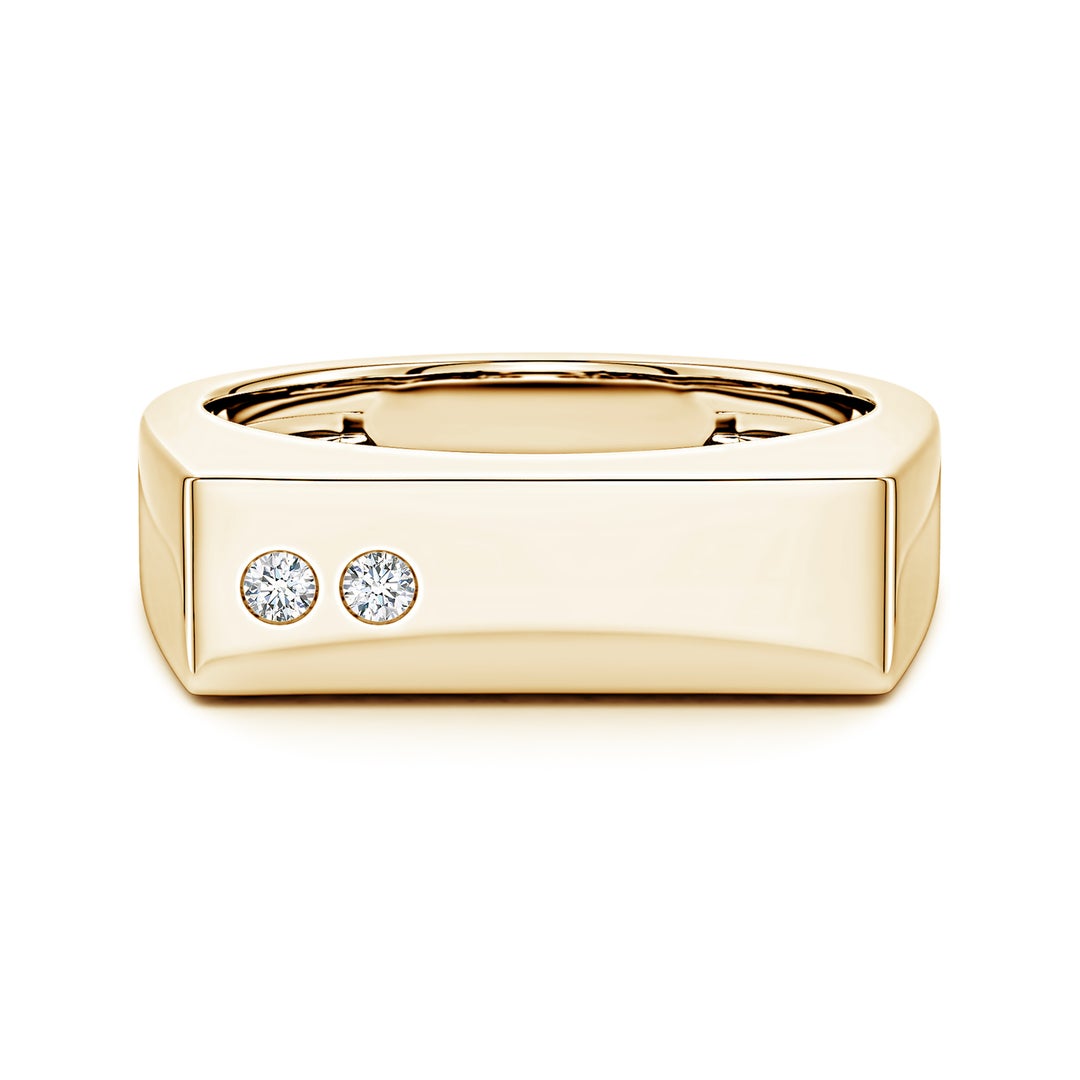 Rectangular Flush-Set Moissanite Men’s Signet Ring