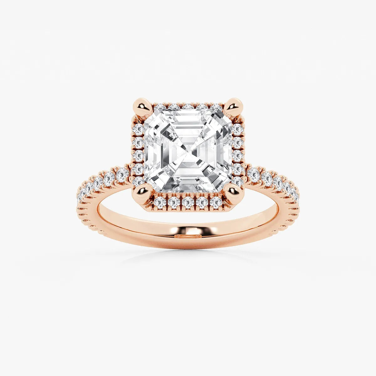 Refined Radiance Asscher Moissanite Halo Engagement Ring