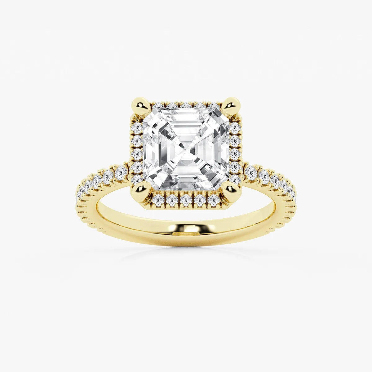 Refined Radiance Asscher Moissanite Halo Engagement Ring