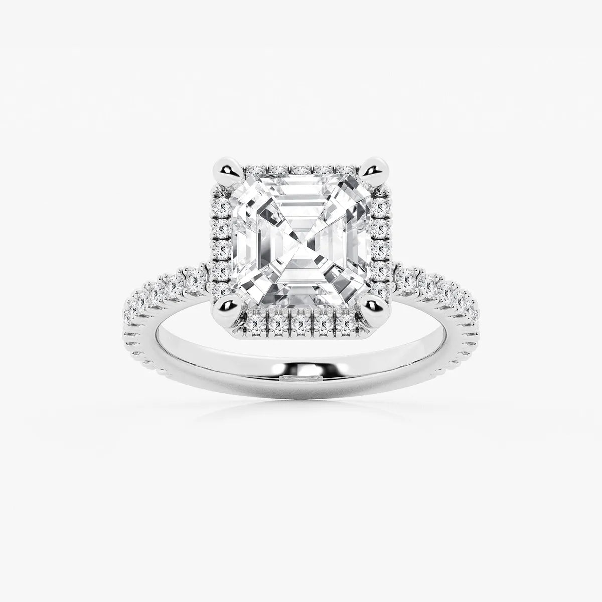 Refined Radiance Asscher Moissanite Halo Engagement Ring