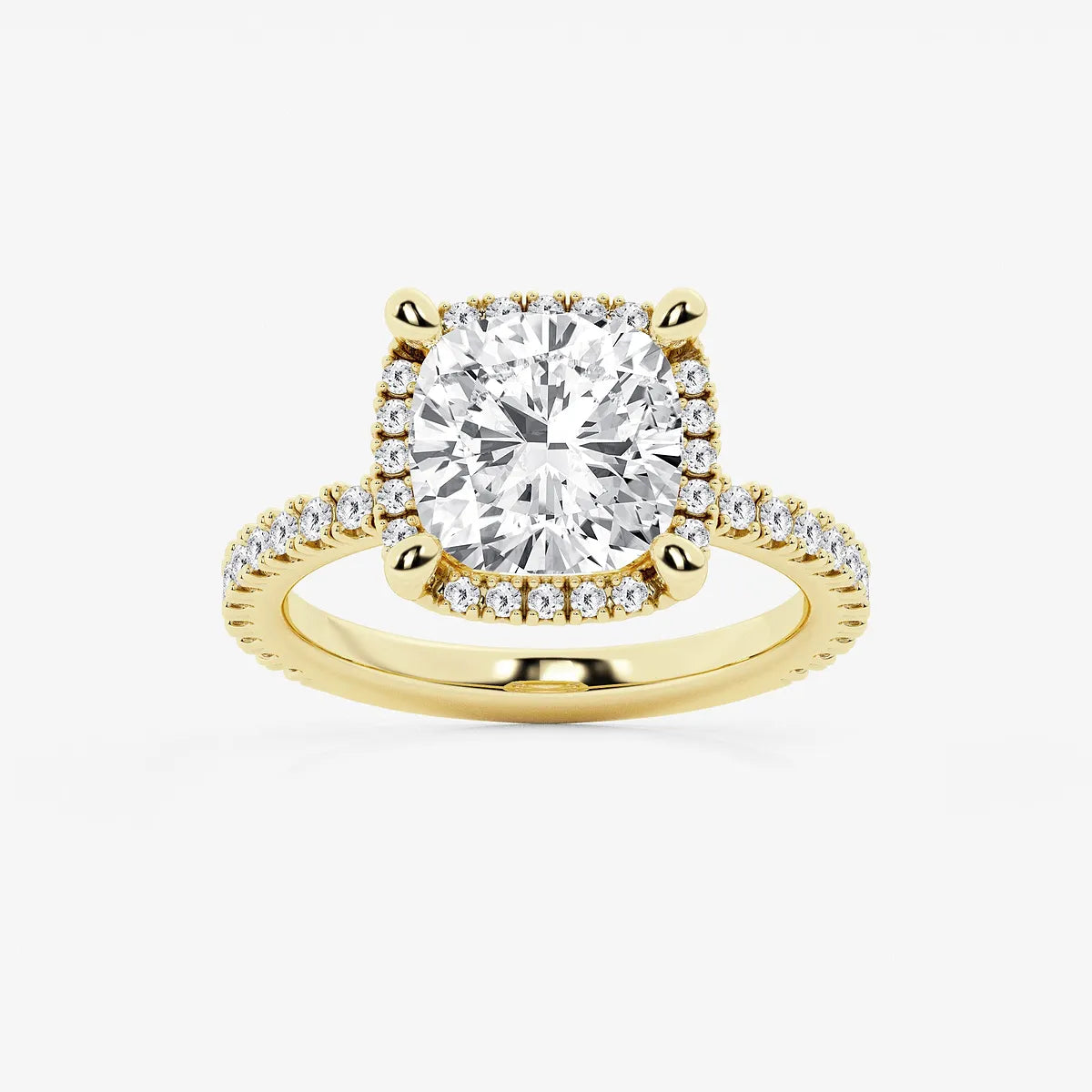 Refined Radiance Cushion Moissanite Halo Engagement Ring