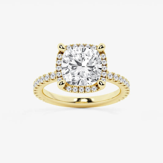 Refined Radiance Cushion Moissanite Halo Engagement Ring