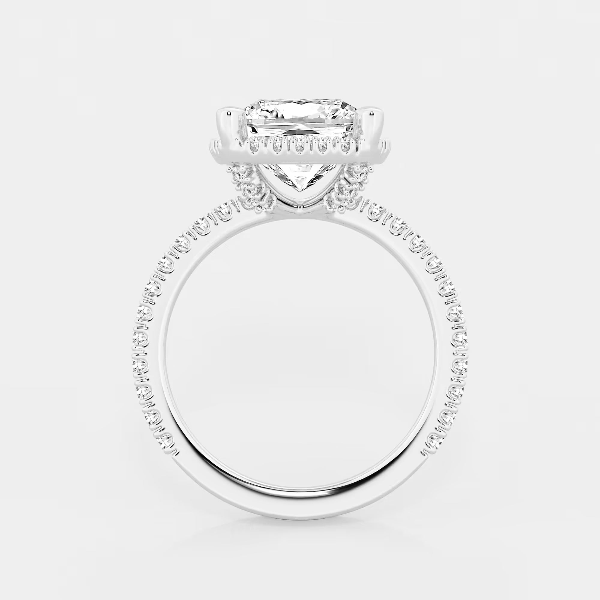 Refined Radiance Cushion Moissanite Halo Engagement Ring