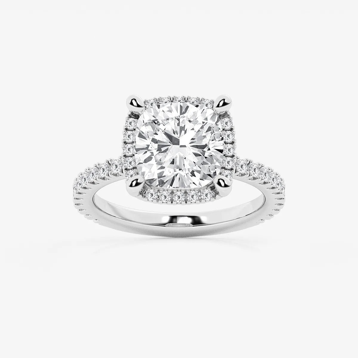 Refined Radiance Cushion Moissanite Halo Engagement Ring