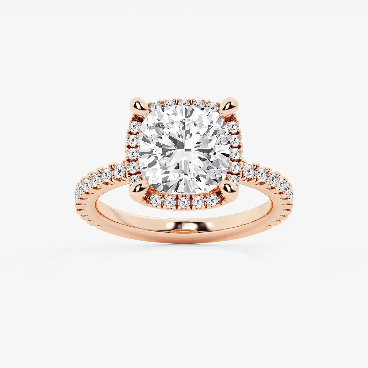Refined Radiance Cushion Moissanite Halo Engagement Ring