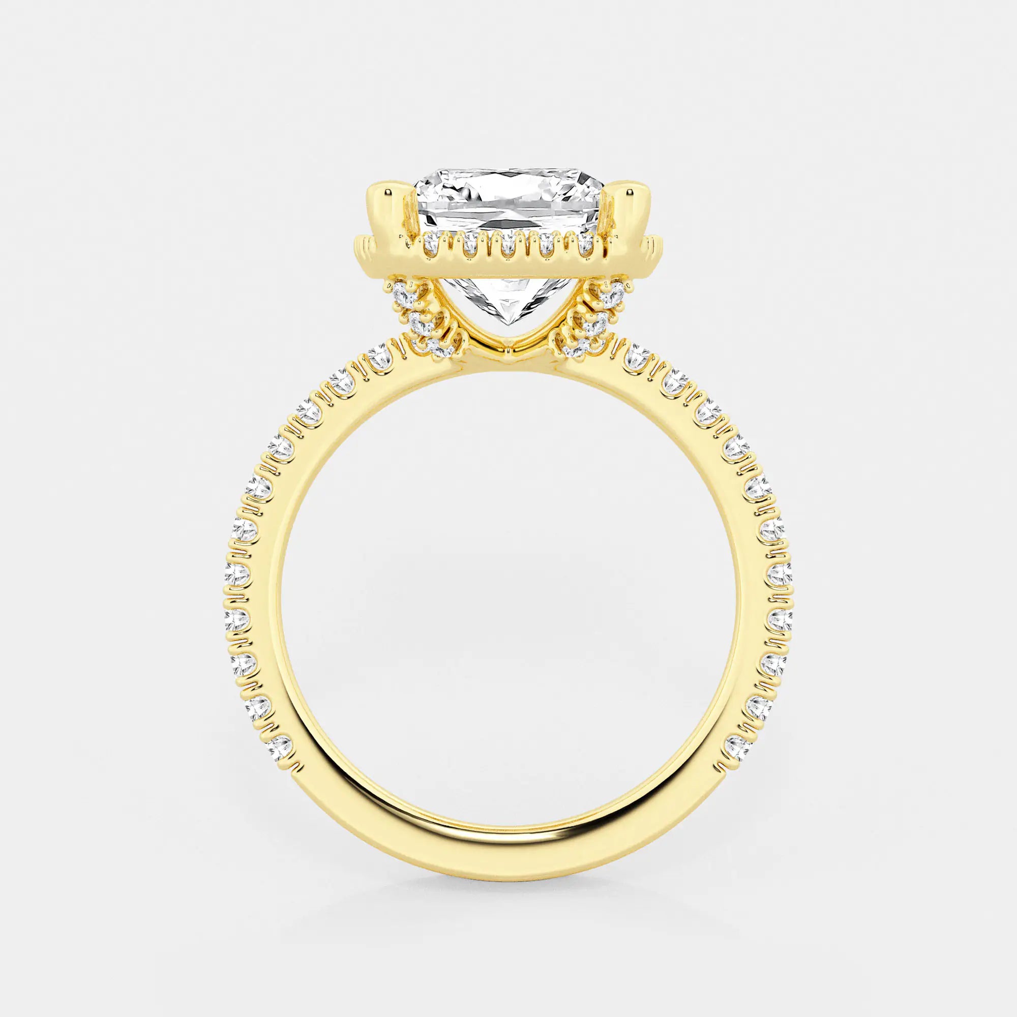 Refined Radiance Cushion Moissanite Halo Engagement Ring