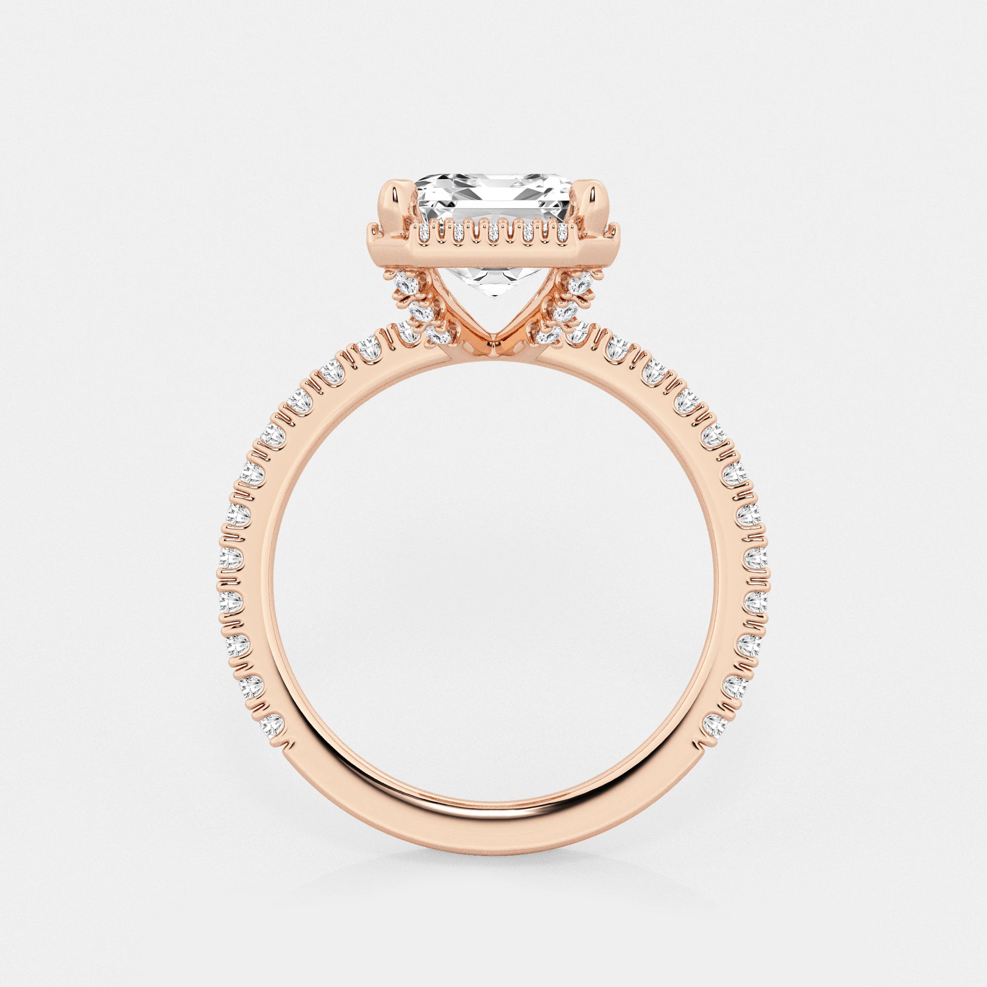 Refined Radiance Emerald Moissanite Halo Engagement Ring