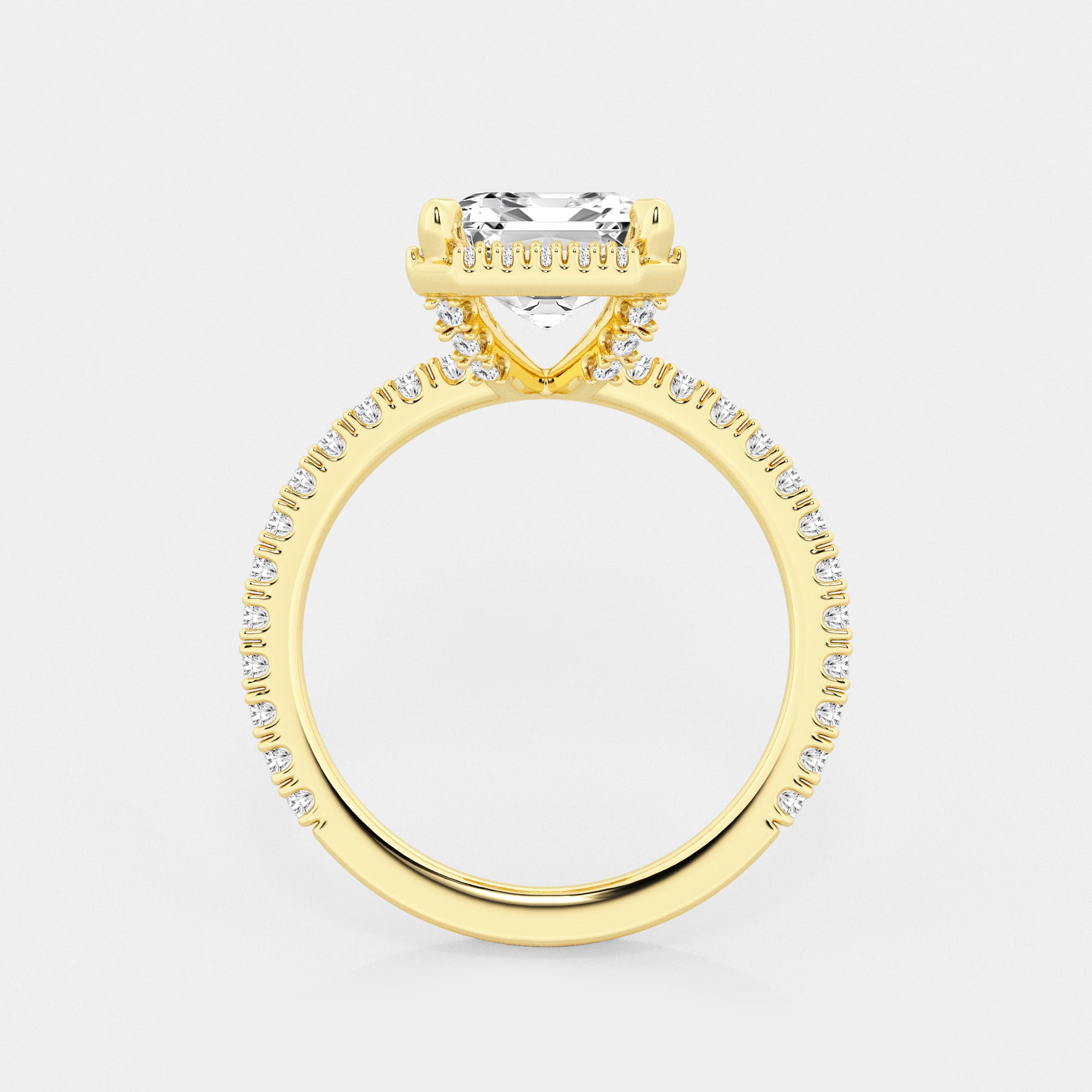 Refined Radiance Emerald Moissanite Halo Engagement Ring