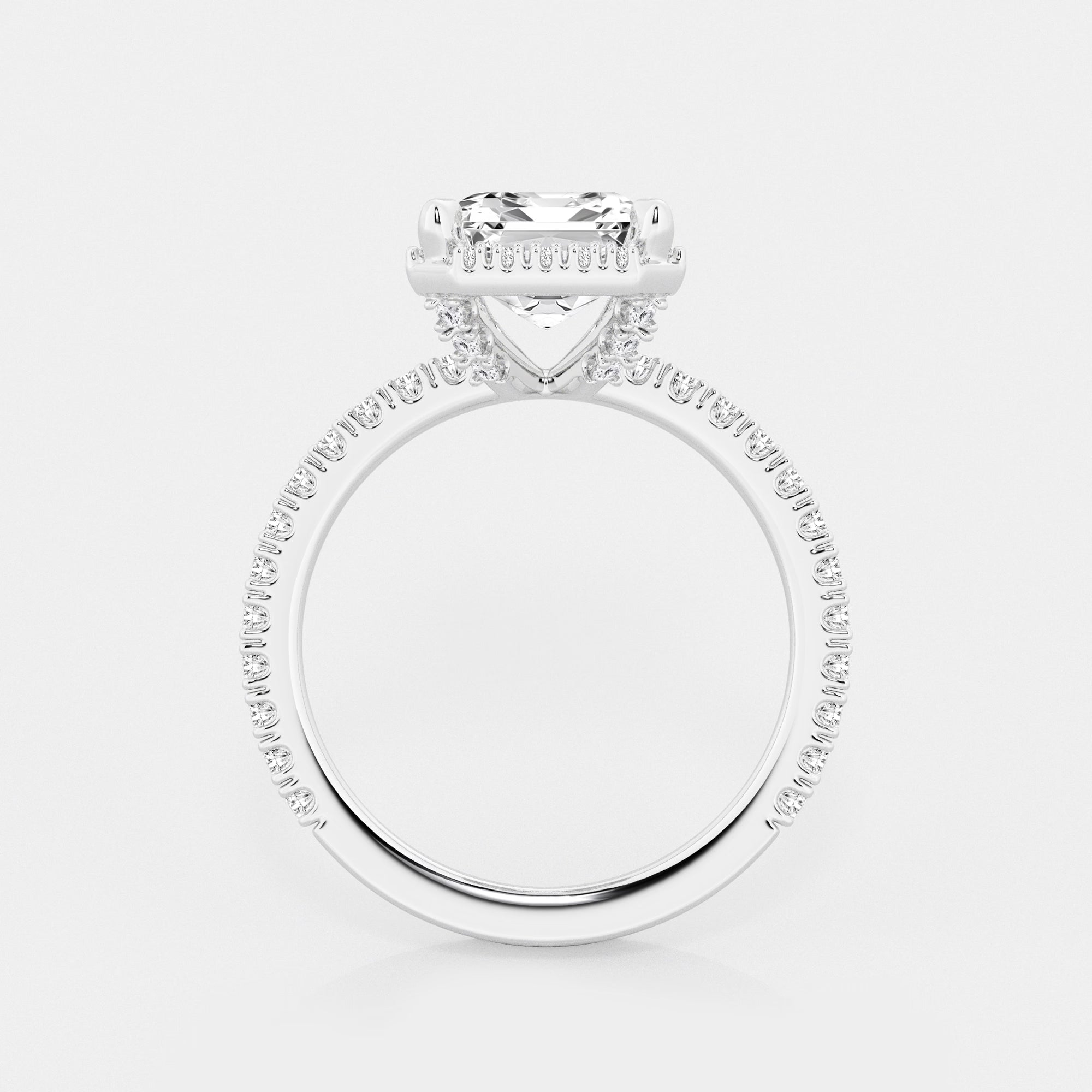 Refined Radiance Emerald Moissanite Halo Engagement Ring