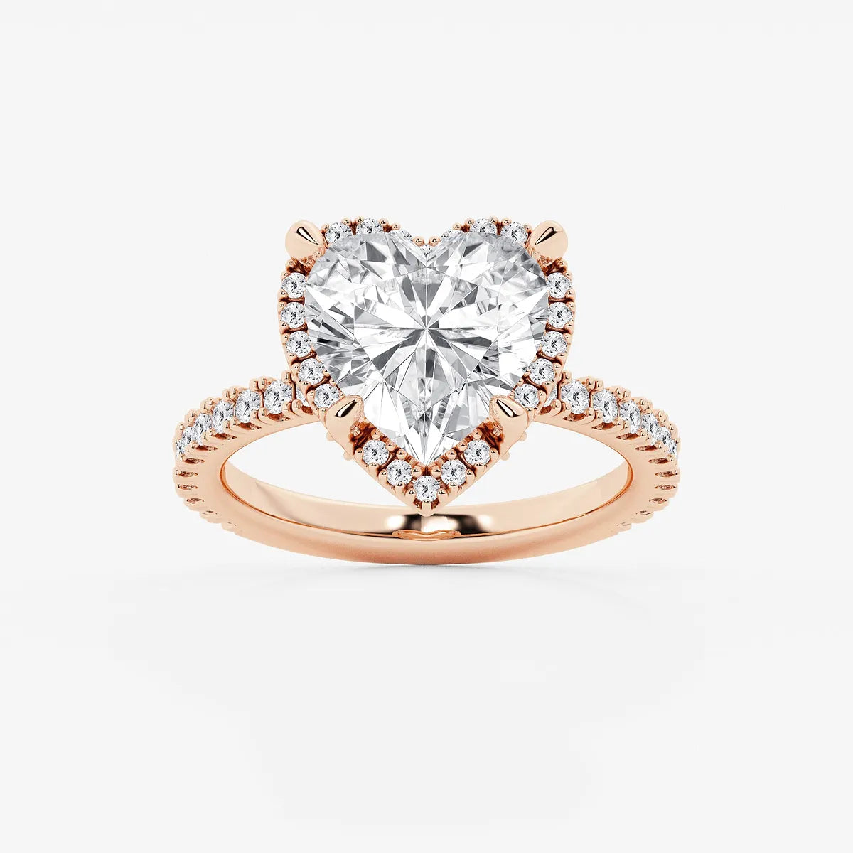 Refined Radiance Heart Moissanite Halo Engagement Ring