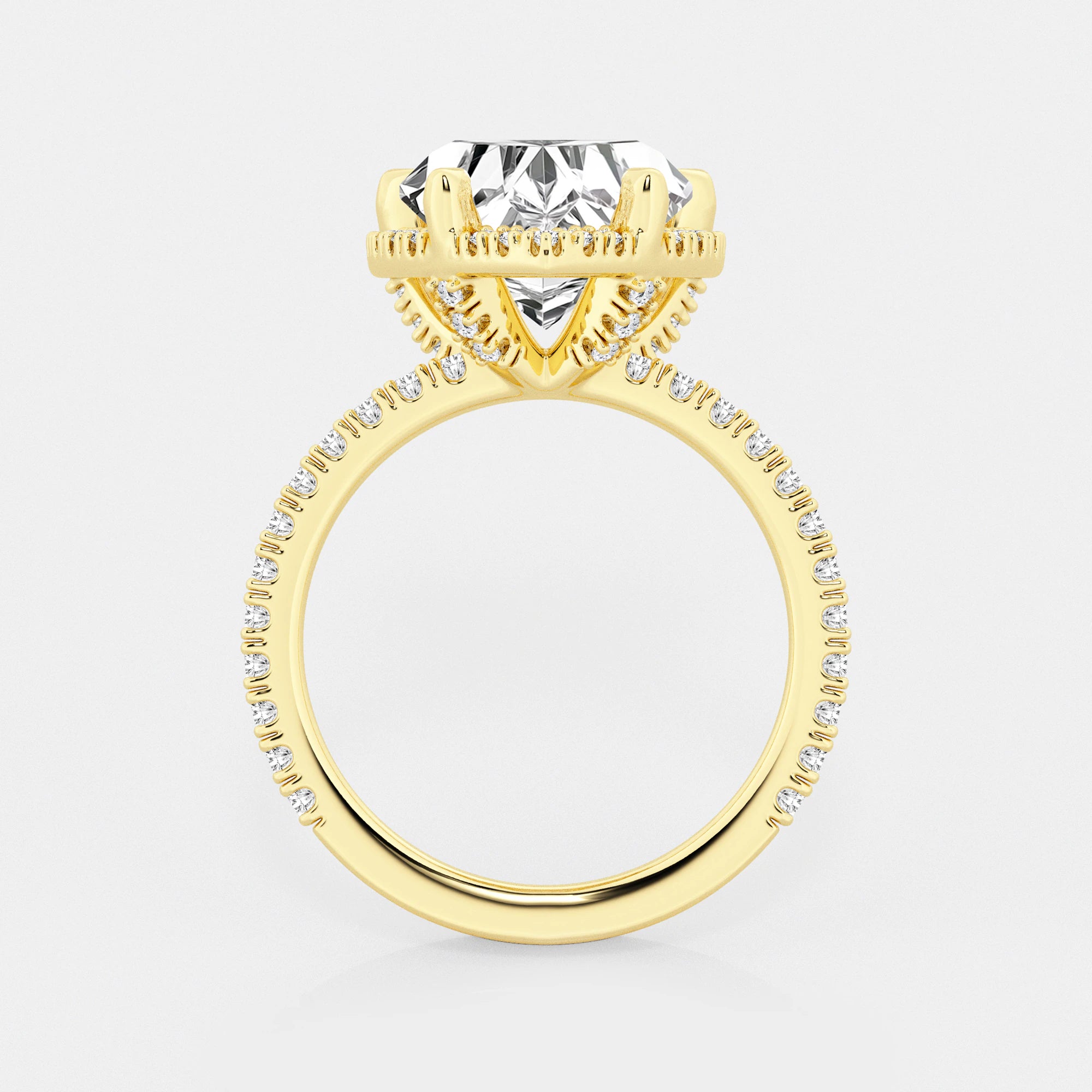 Refined Radiance Heart Moissanite Halo Engagement Ring