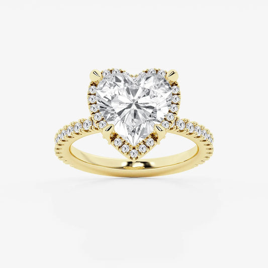 Refined Radiance Heart Moissanite Halo Engagement Ring