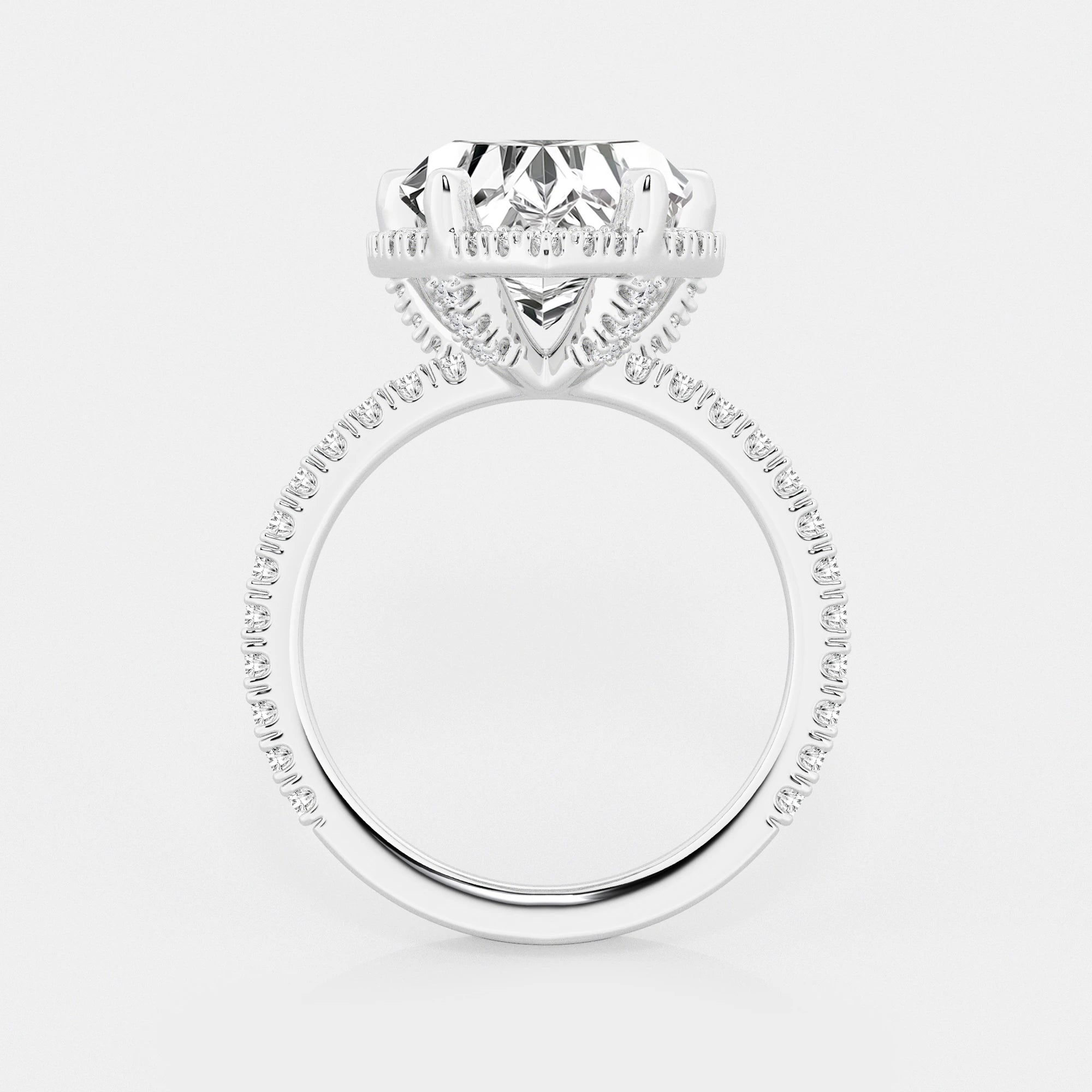Refined Radiance Heart Moissanite Halo Engagement Ring