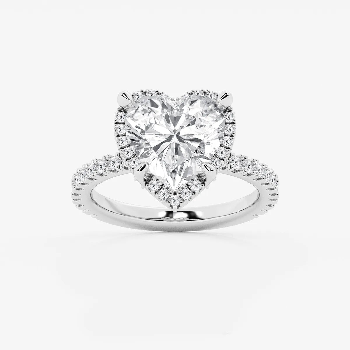 Refined Radiance Heart Moissanite Halo Engagement Ring
