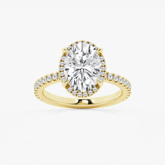 Refined Radiance Oval Moissanite Halo Engagement Ring
