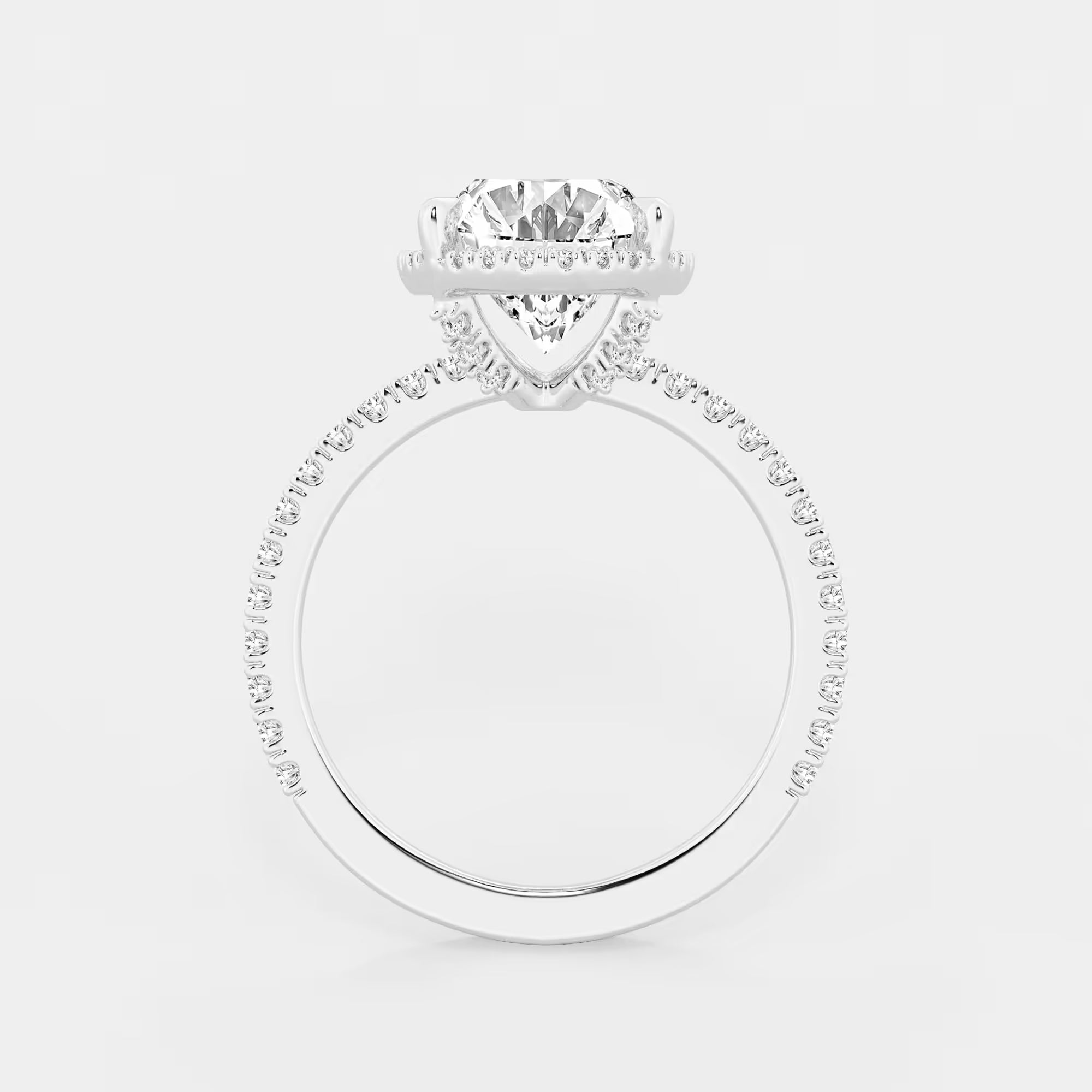 Refined Radiance Moval Moissanite Halo Engagement Ring