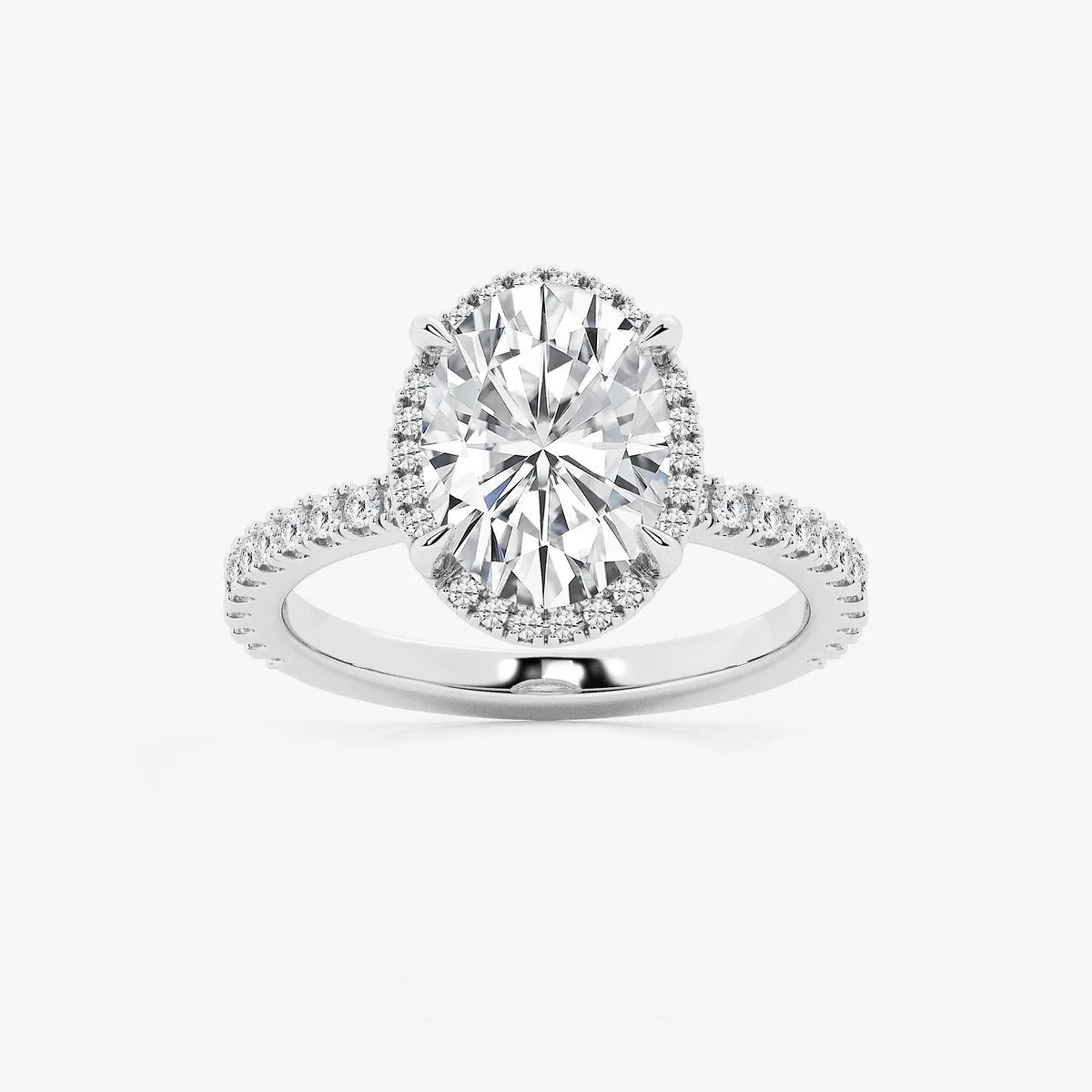 Refined Radiance Oval Moissanite Halo Engagement Ring