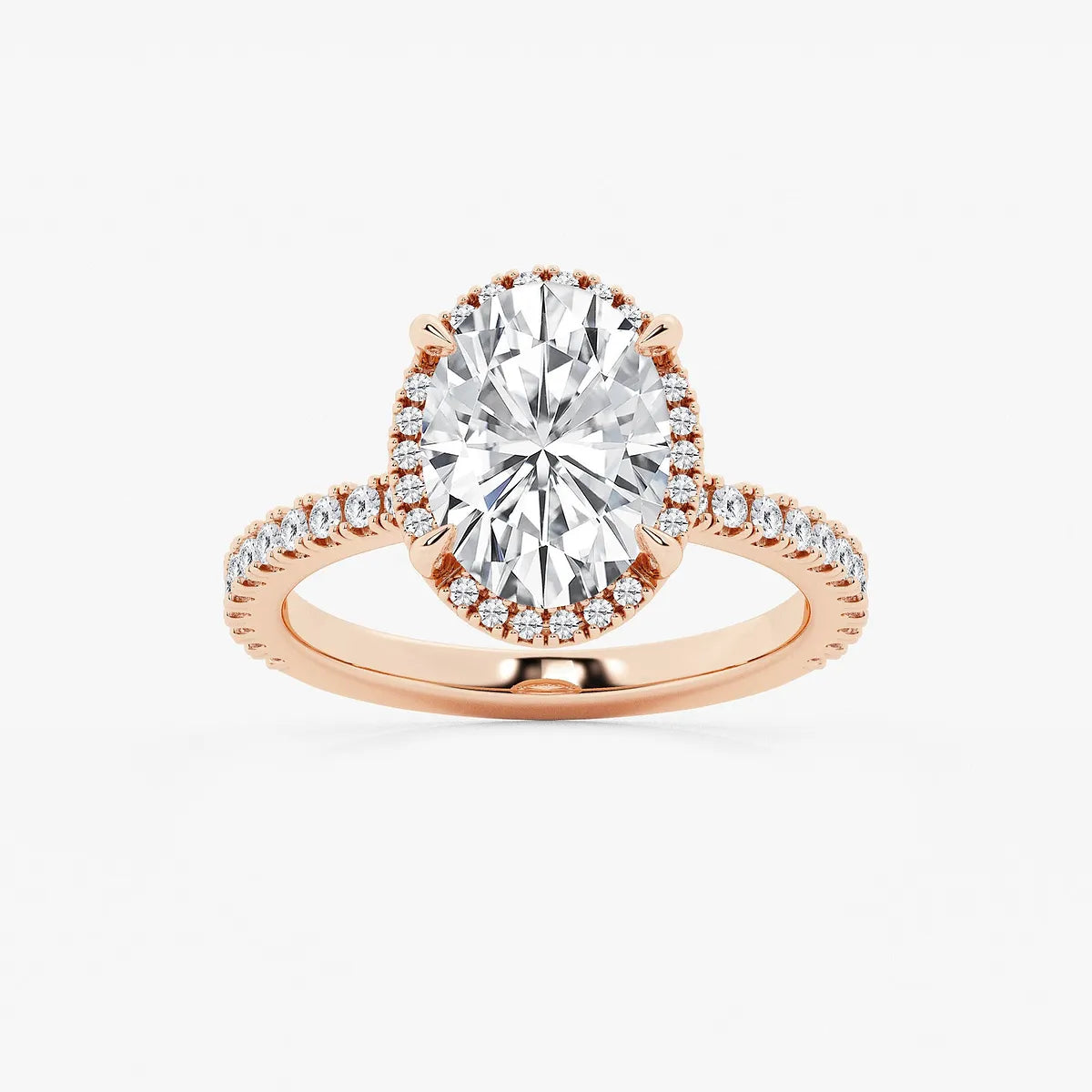 Refined Radiance Oval Moissanite Halo Engagement Ring
