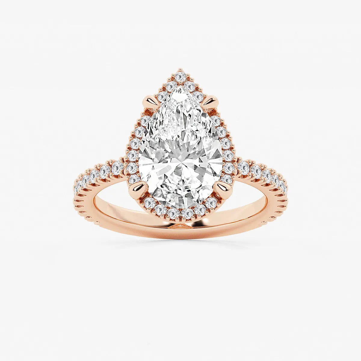 Refined Radiance Pear Moissanite Halo Engagement Ring