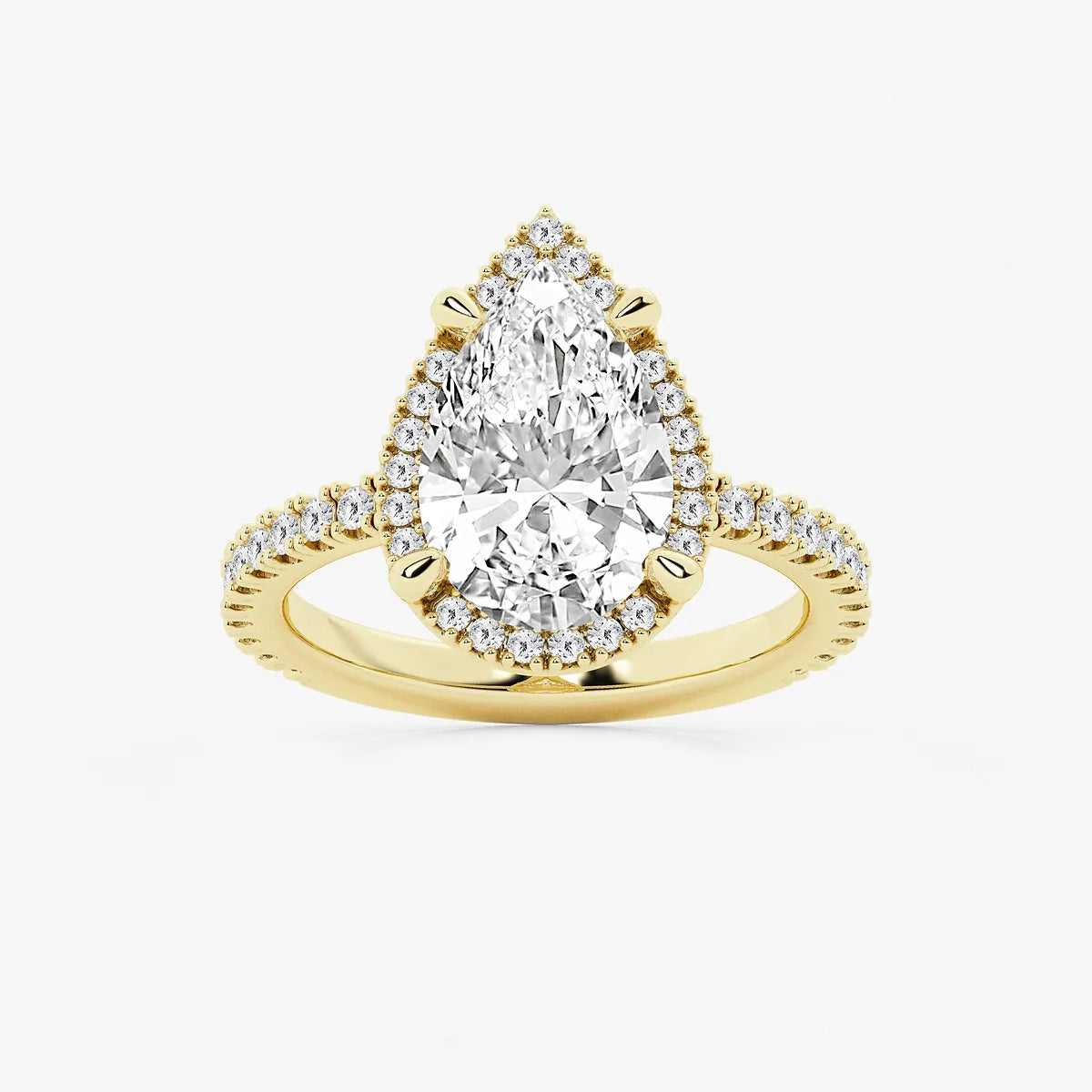 Refined Radiance Pear Moissanite Halo Engagement Ring