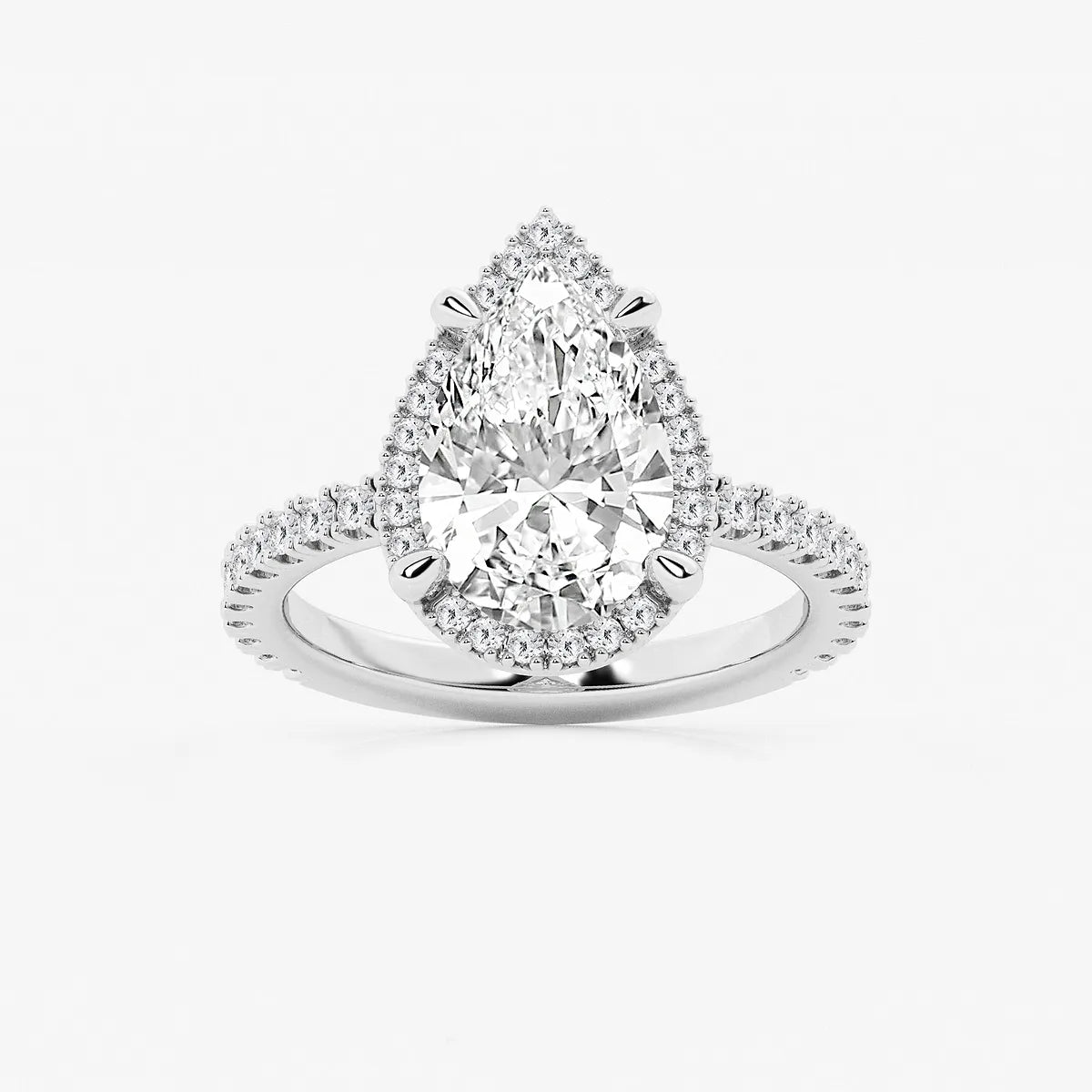 Refined Radiance Pear Moissanite Halo Engagement Ring