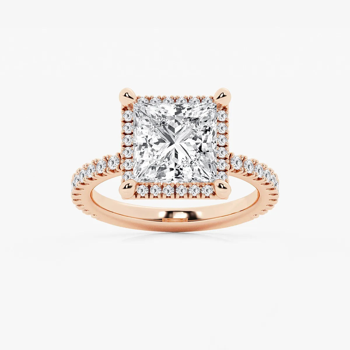 Refined Radiance Princess Moissanite Halo Engagement Ring