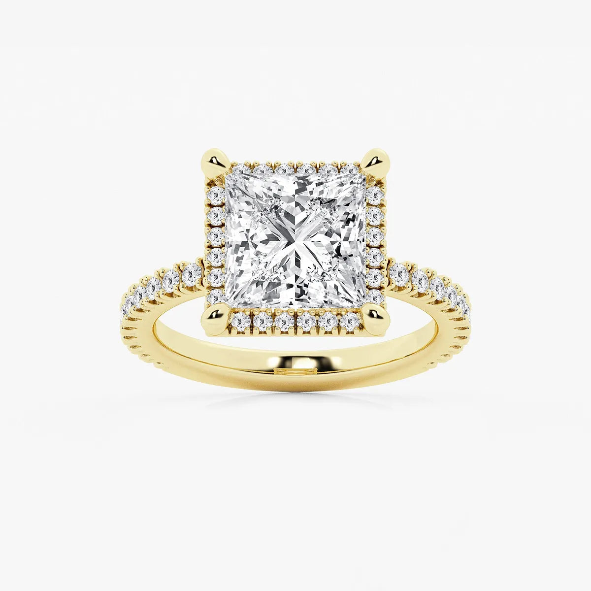 Refined Radiance Princess Moissanite Halo Engagement Ring