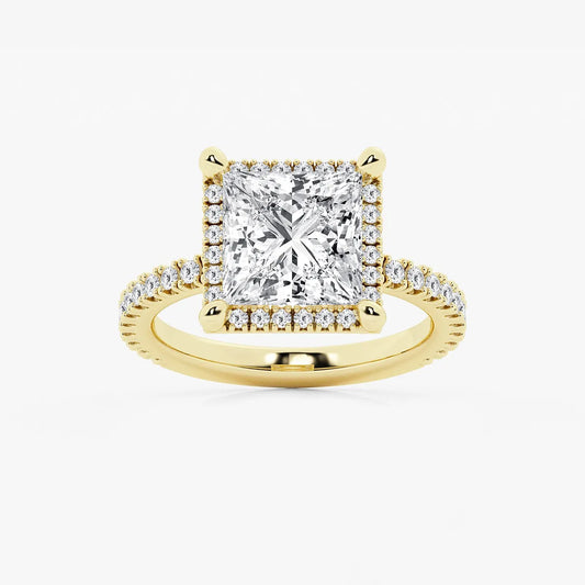 Refined Radiance Princess Moissanite Halo Engagement Ring
