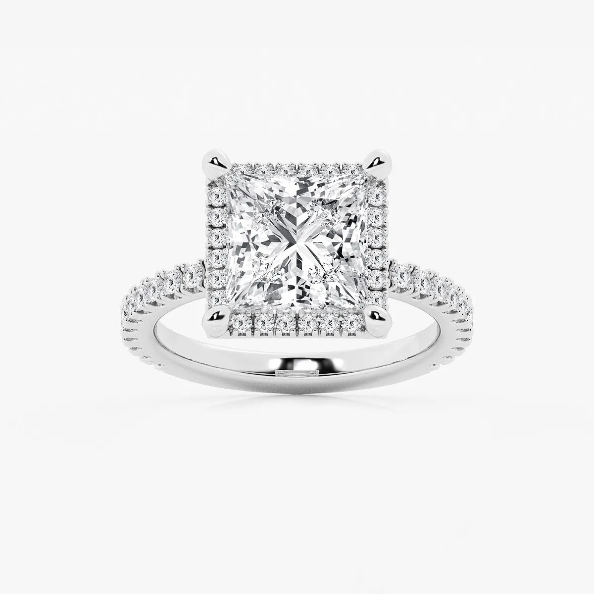 Refined Radiance Princess Moissanite Halo Engagement Ring