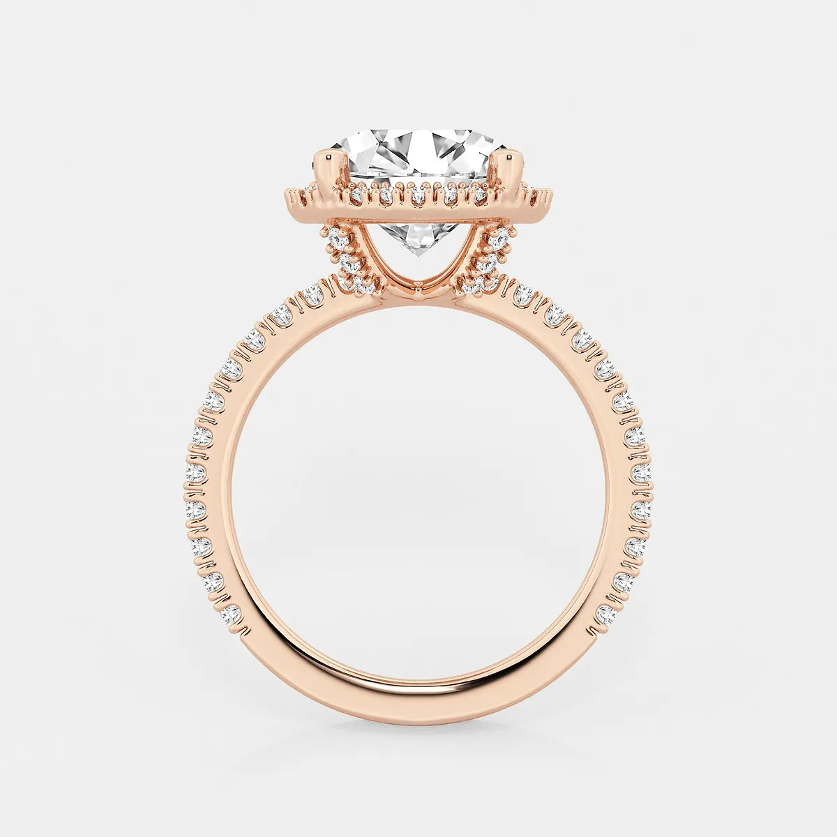 Refined Radiance Round Moissanite Halo Engagement Ring