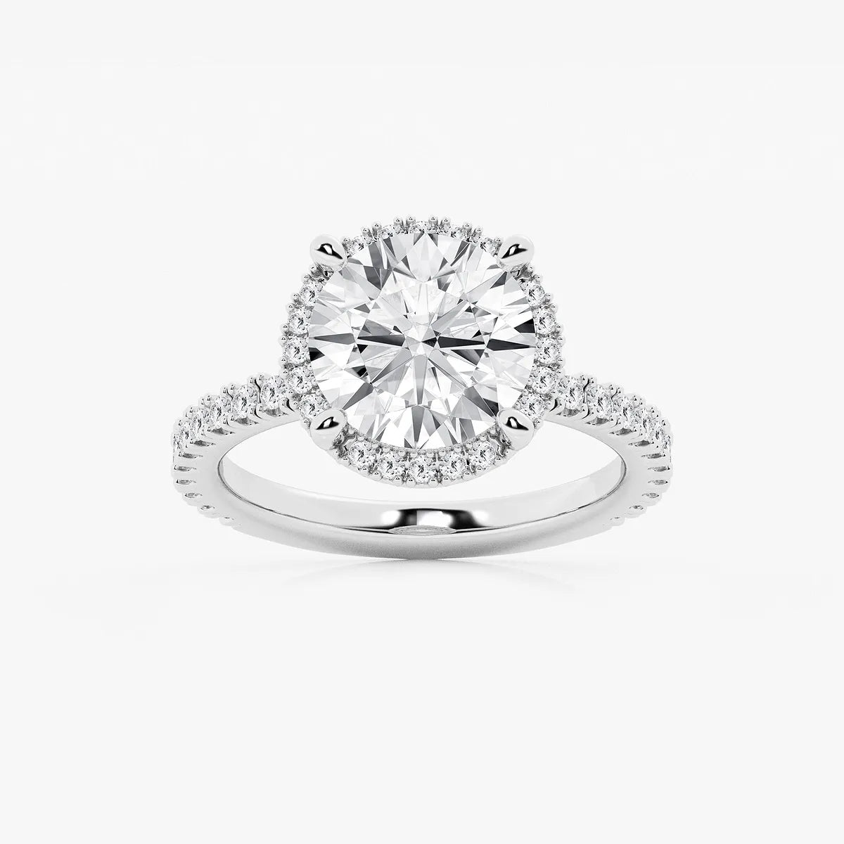 Refined Radiance Round Moissanite Halo Engagement Ring