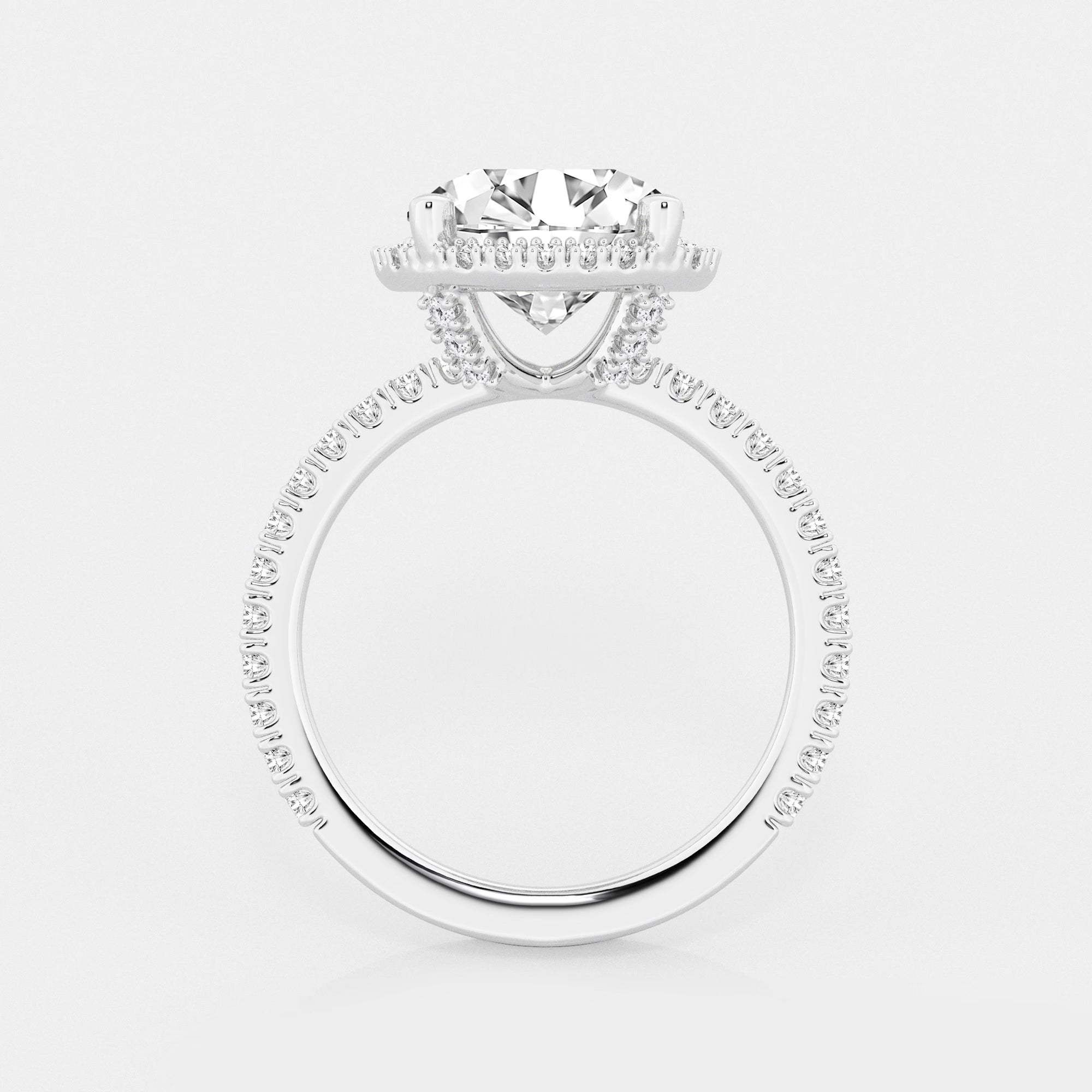 Refined Radiance Round Moissanite Halo Engagement Ring
