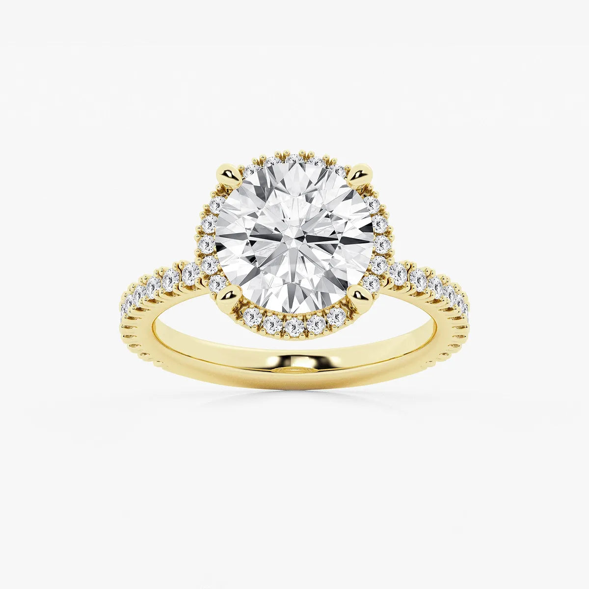 Refined Radiance Round Moissanite Halo Engagement Ring