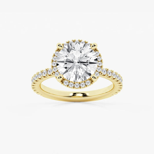 Refined Radiance Round Moissanite Halo Engagement Ring