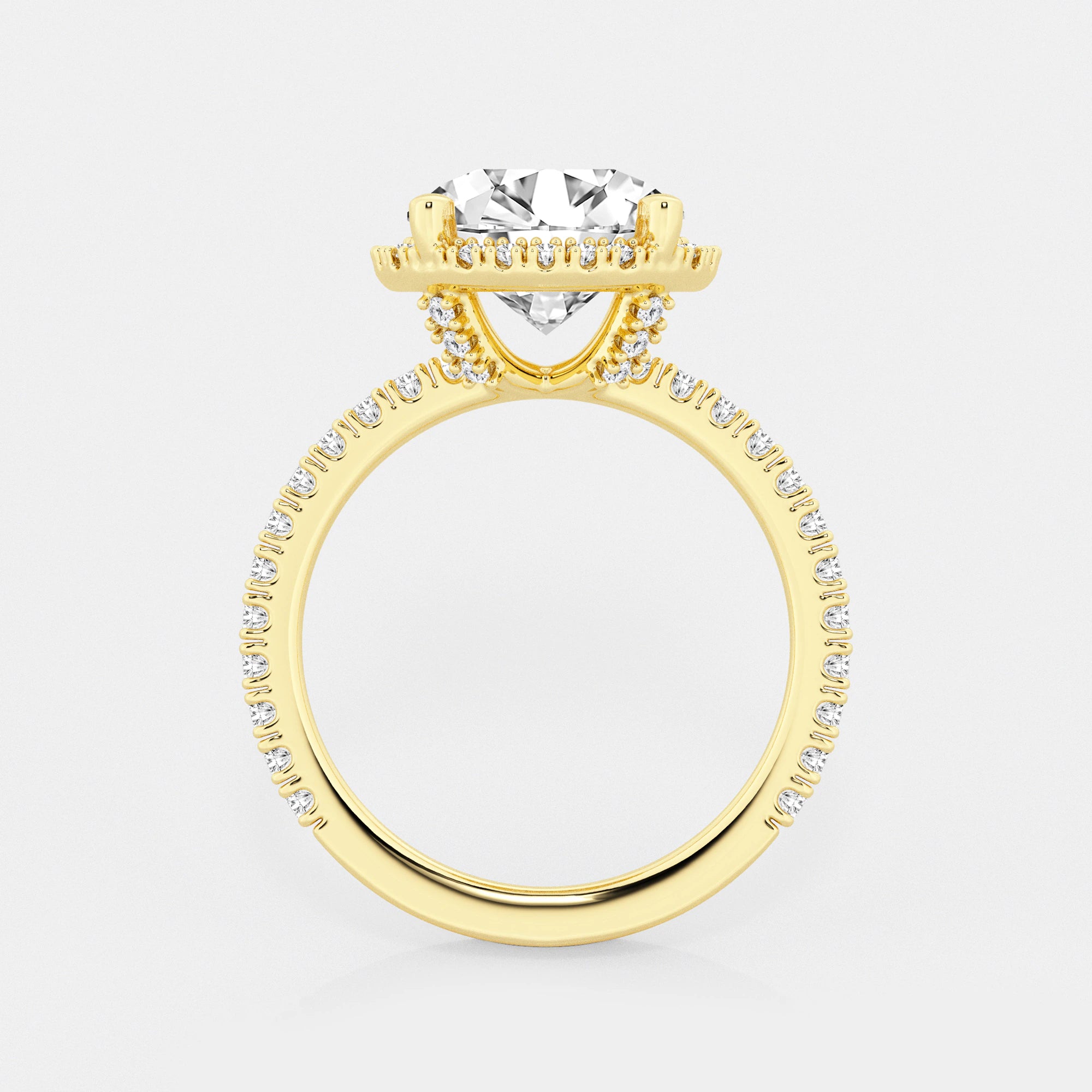 Refined Radiance Round Moissanite Halo Engagement Ring