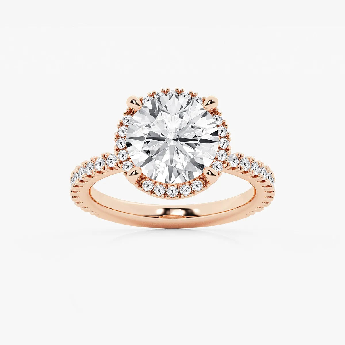 Refined Radiance Round Moissanite Halo Engagement Ring