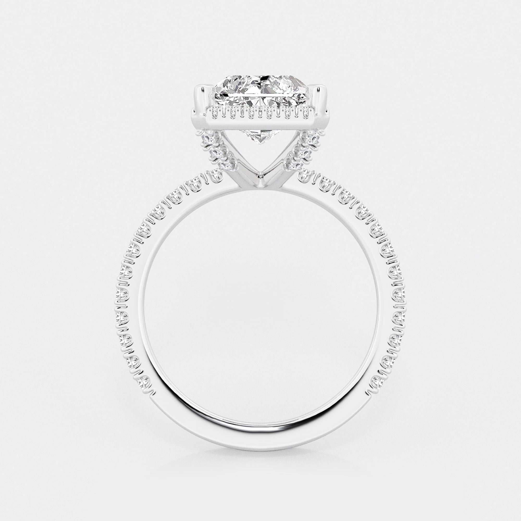 Refined Radiant Moissanite Halo Engagement Ring