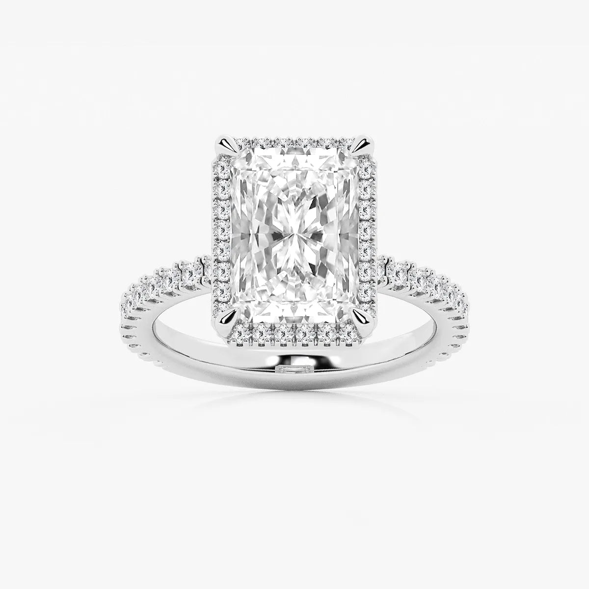 Refined Radiant Moissanite Halo Engagement Ring