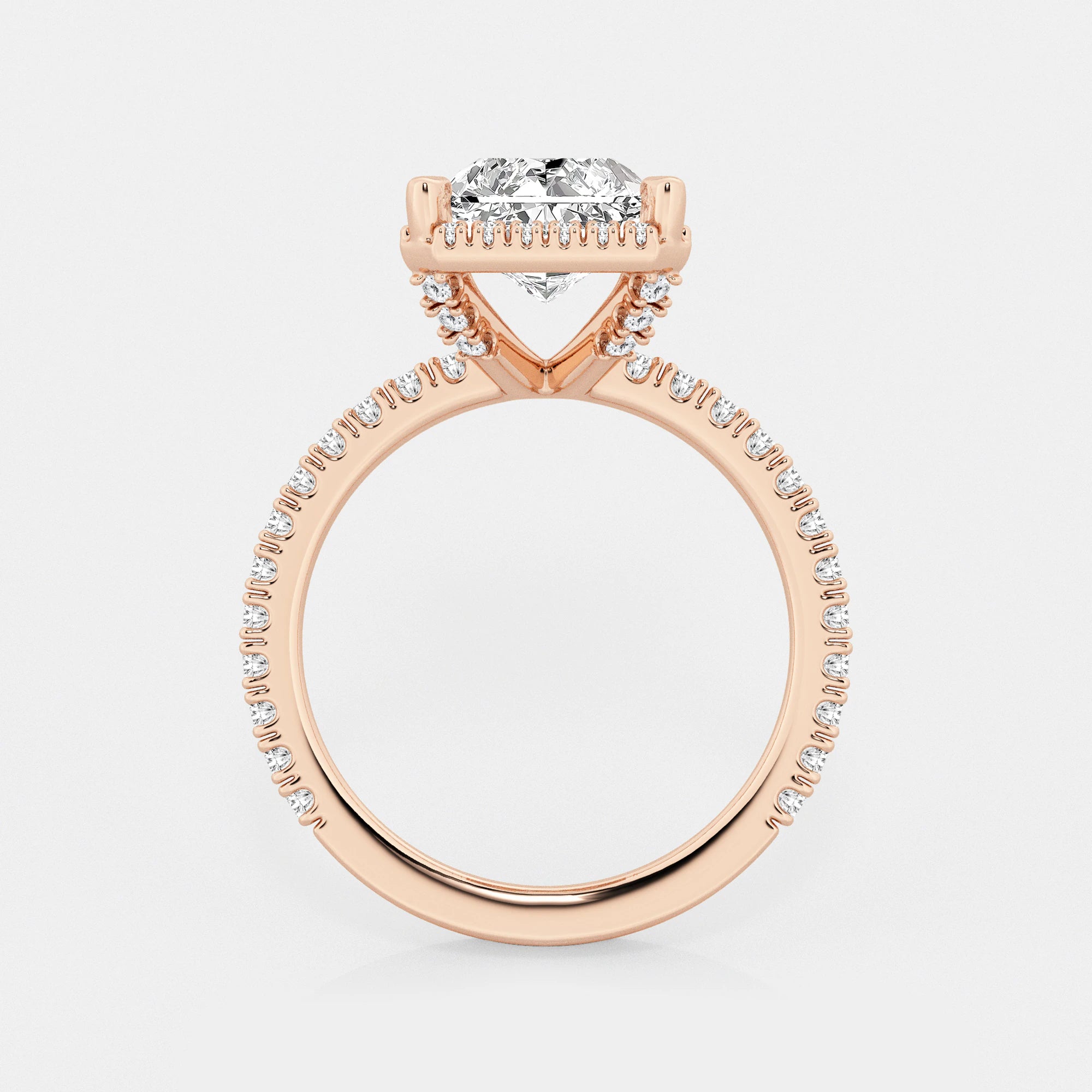 Refined Radiant Moissanite Halo Engagement Ring