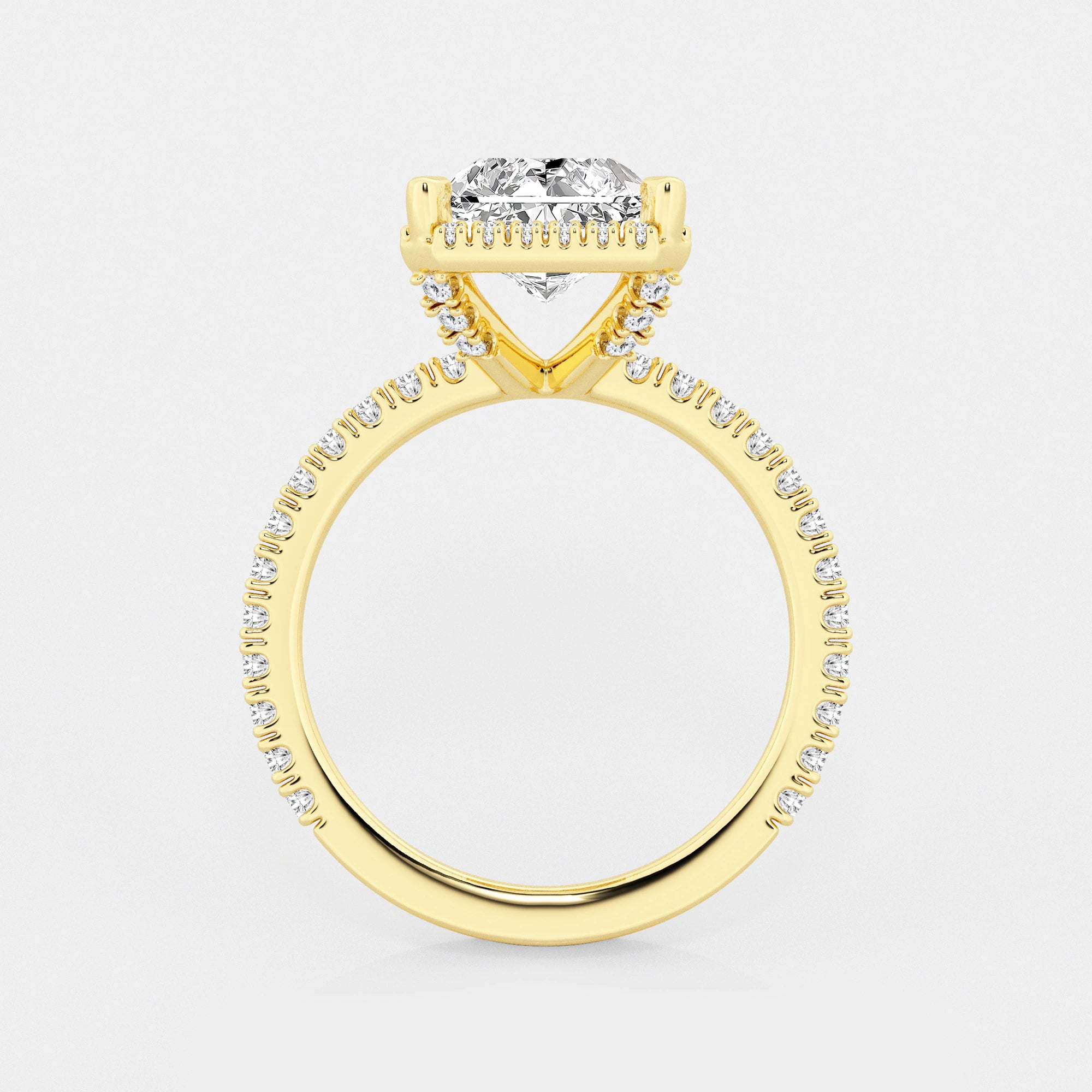 Refined Radiant Moissanite Halo Engagement Ring