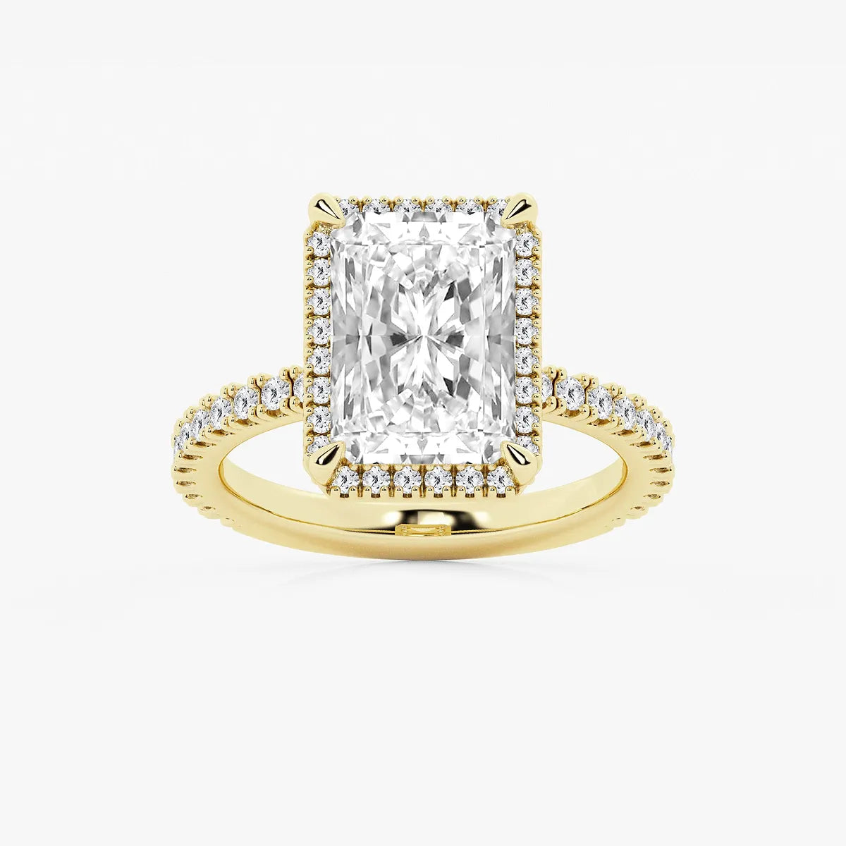 Refined Radiant Moissanite Halo Engagement Ring