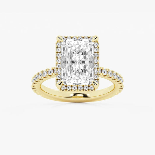 Refined Radiant Moissanite Halo Engagement Ring