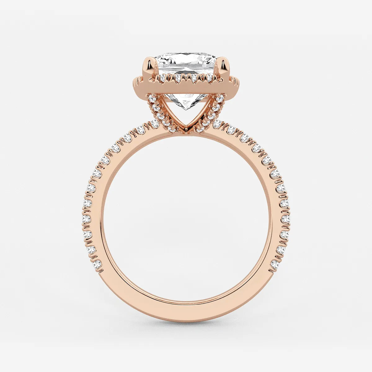 Refined Radiance Elongated Cushion Moissanite Halo Engagement Ring