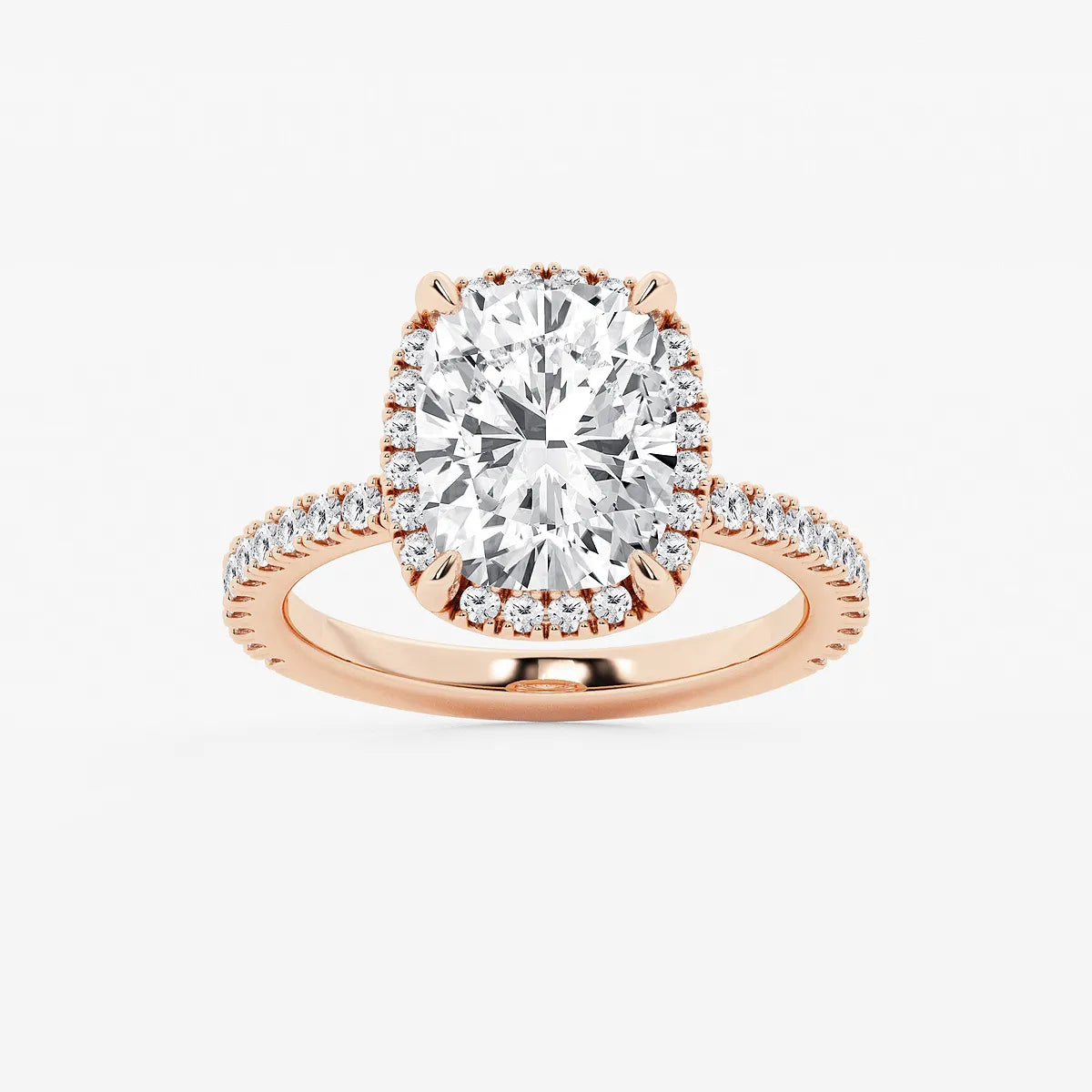 Refined Radiance Elongated Cushion Moissanite Halo Engagement Ring