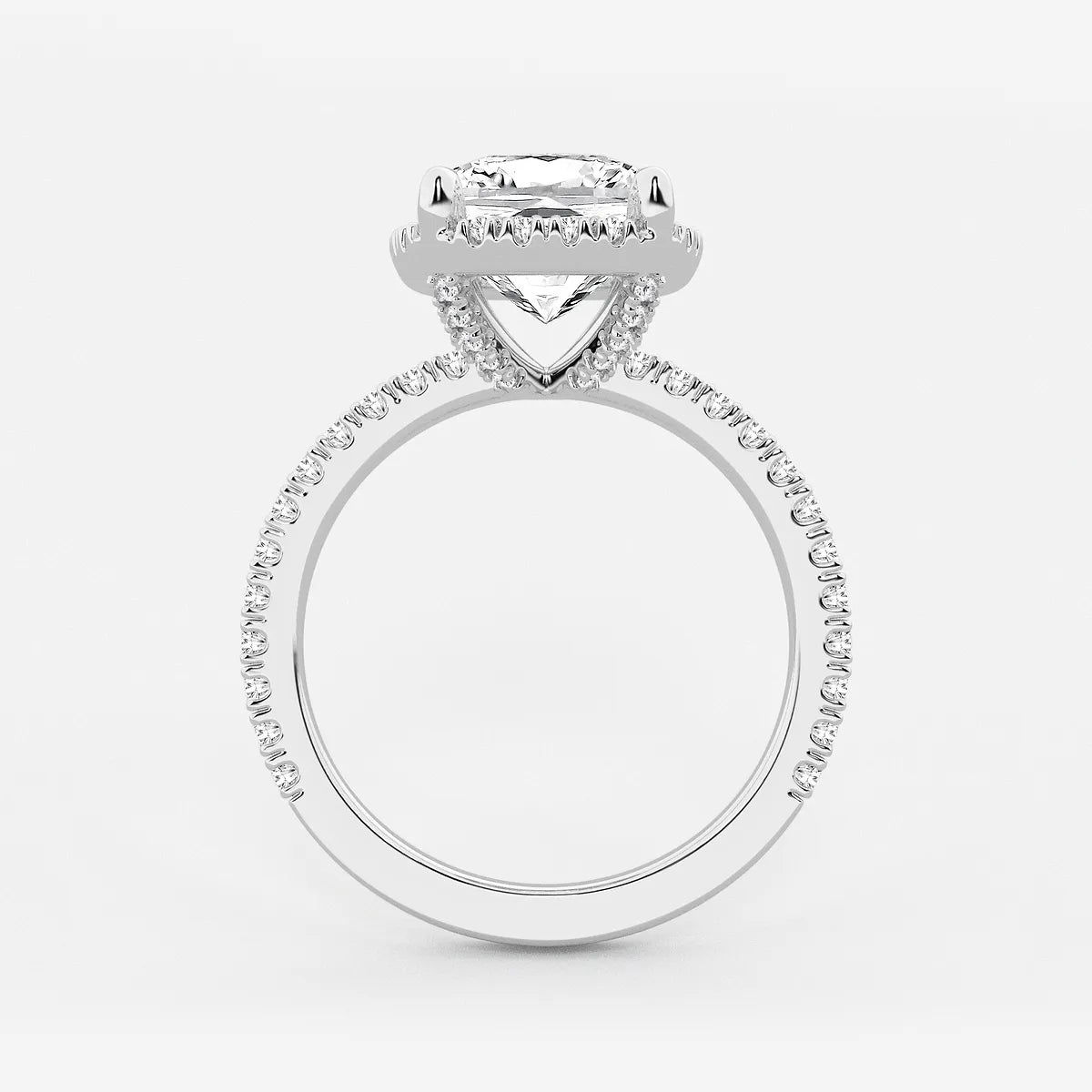Refined Radiance Elongated Cushion Moissanite Halo Engagement Ring