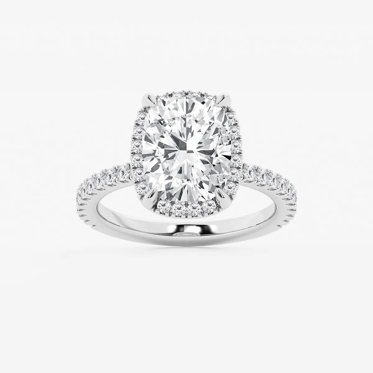 Refined Radiance Elongated Cushion Moissanite Halo Engagement Ring