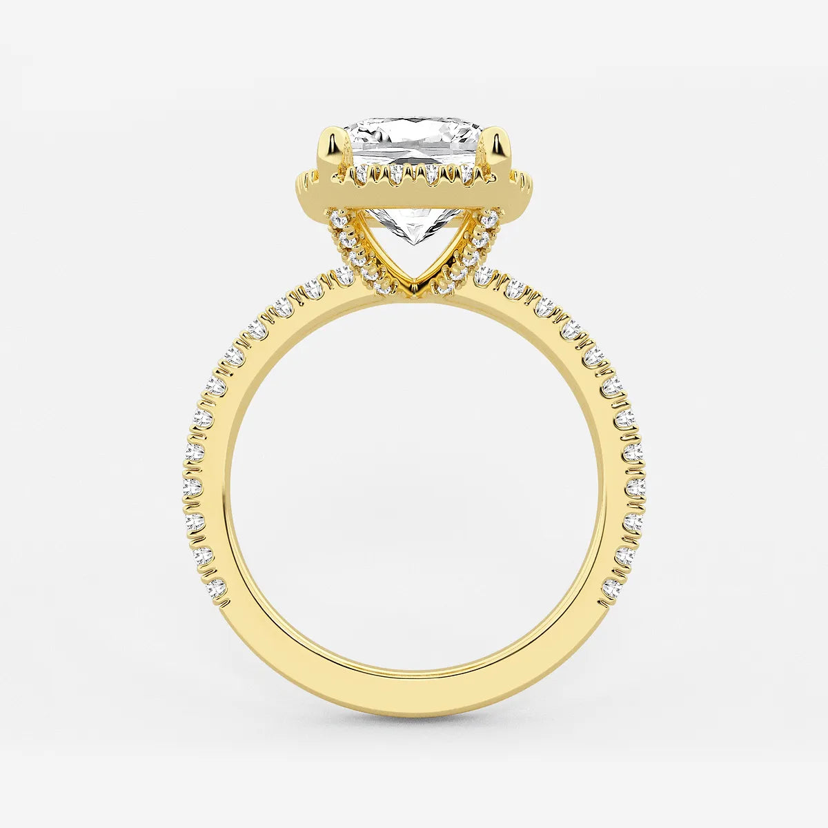 Refined Radiance Elongated Cushion Moissanite Halo Engagement Ring