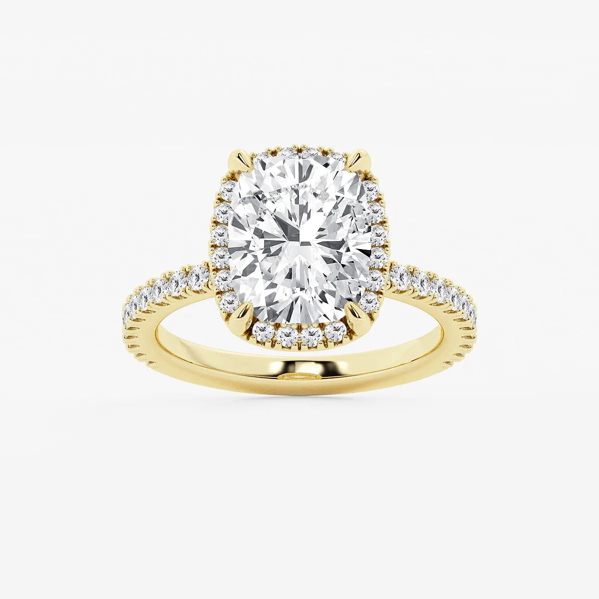 Refined Radiance Elongated Cushion Moissanite Halo Engagement Ring